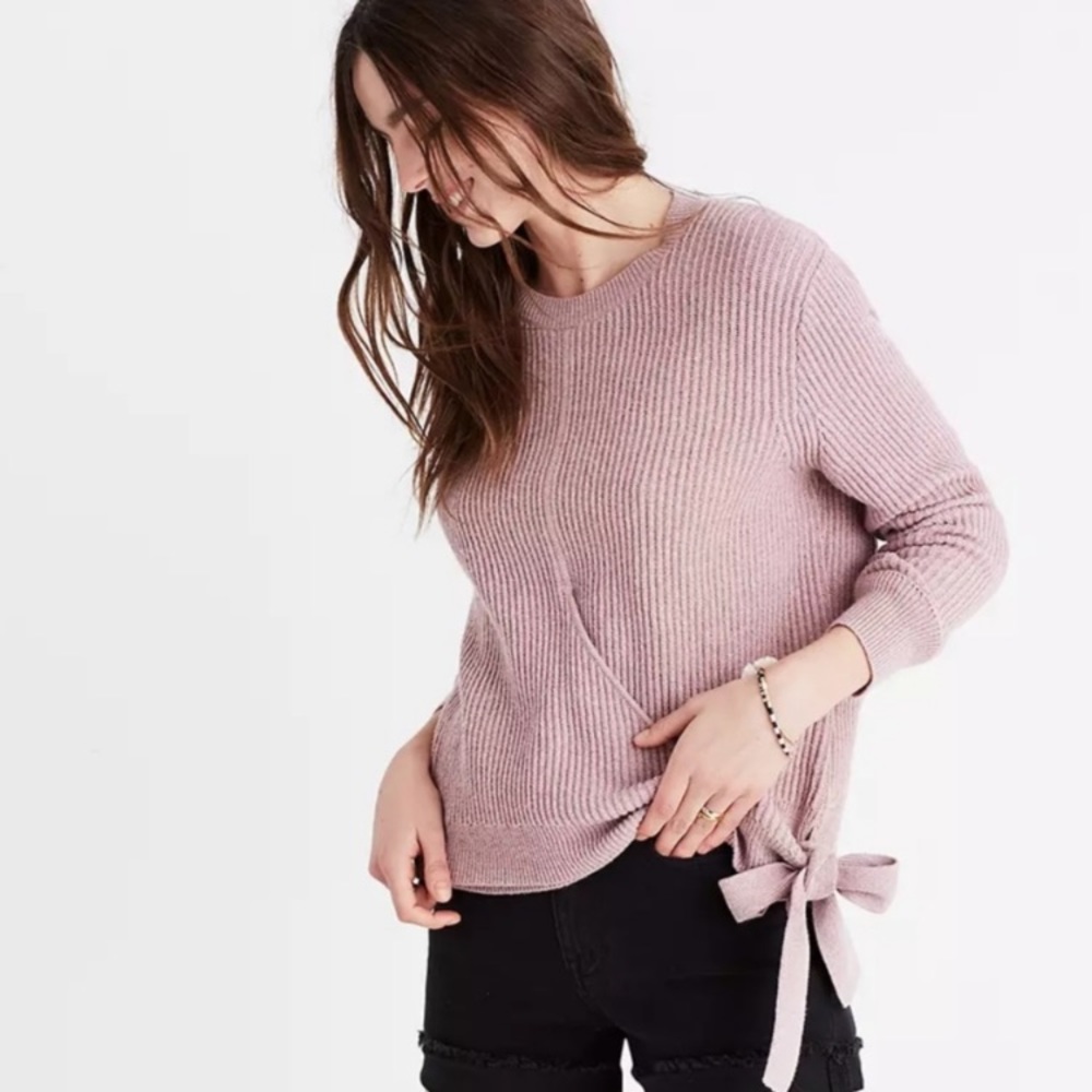 Madewell Ribbed Side Mauve Small Pink Sweater